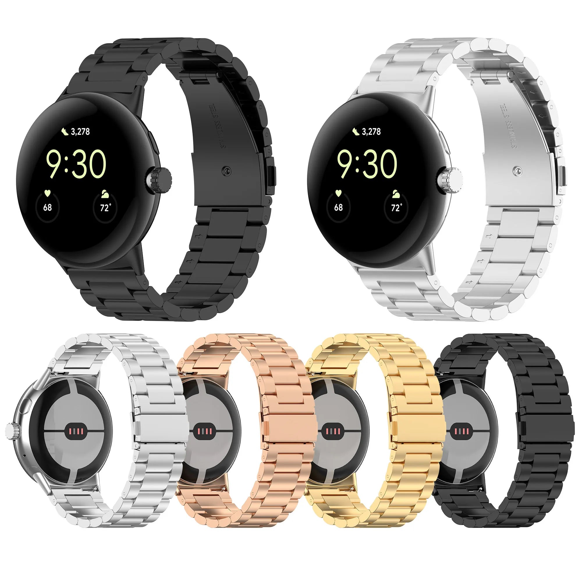 ShanHai Classic Stainless Steel Strap for Google Pixel Watch1/2/3 Metal Watch Band for Google Watch1/2/3 Strap