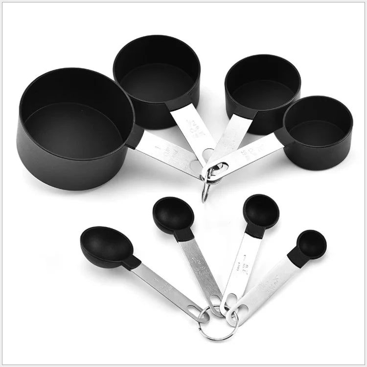 Stainless Steel Handle 8-piece Set Baking Plastic Measuring Cup Measuring Spoon