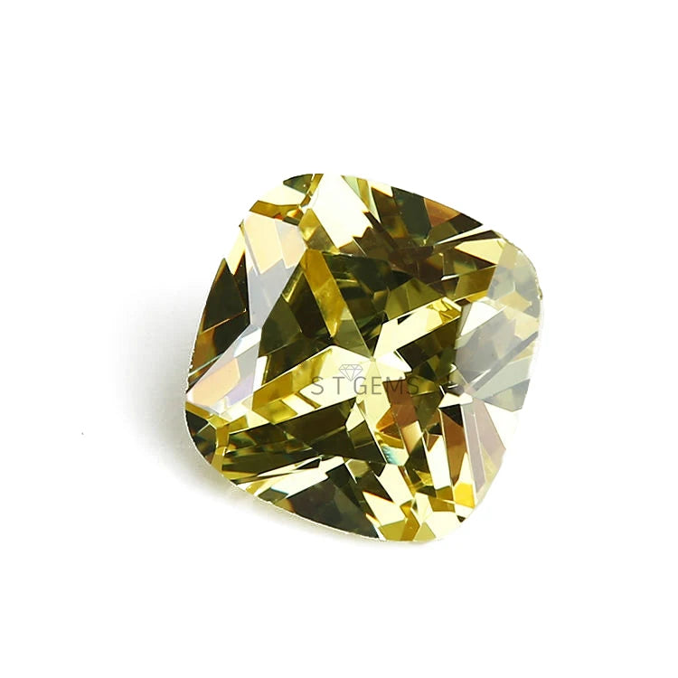 Luxury Olive Cubic Zirconia Cushion Cut Square CZ Stone Price for Sale