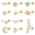 Factory Creative Ear Bone Studs Jewelry Stainless Steel Screw Earrings Fashion Colorful Zirconia Earrings Gifts for Women