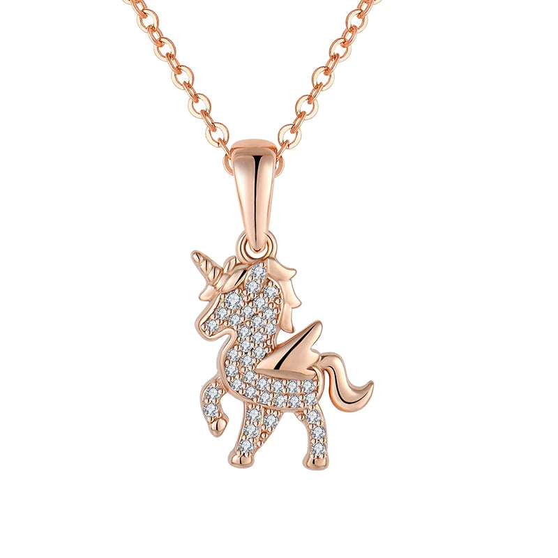 925 Sterling Silver Custom Pendant Jewelry Rose Gold Plated Fashion Personality Animal Unicorn Custom Pendant