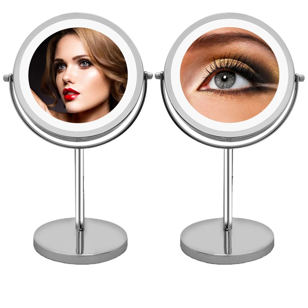 Portable LED Makeup Mirror Household LED Mirror Makeup 10X Makeup Organizer with Mirror LED Light