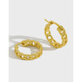 925 Sterling Silver Geometric Link Chain Fine Jewelry Earrings 18K Gold Hoop Earring Cool Huggie Earrings Women
