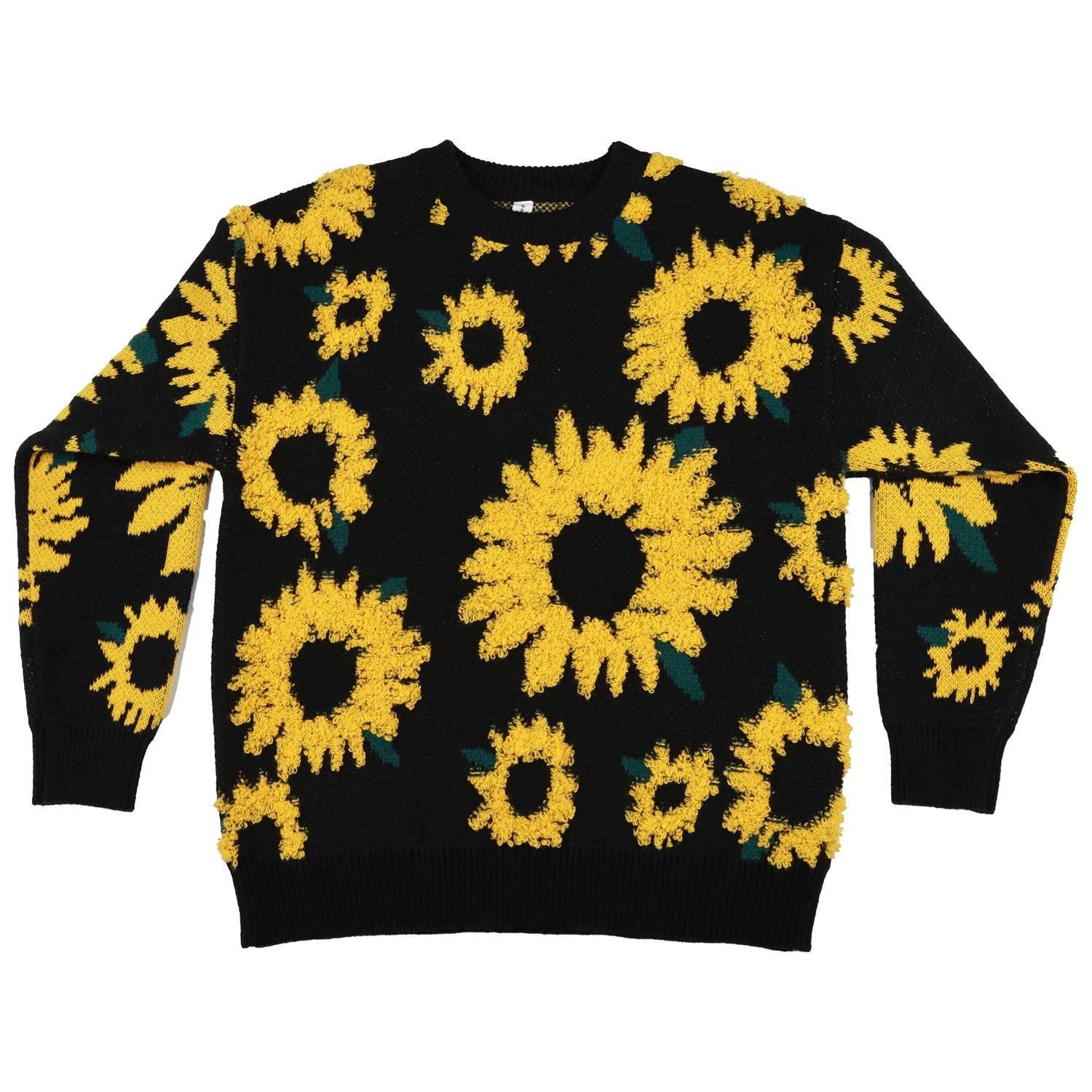 Custom Chenille Embroidery Sweater Factory Sunflower Jacquard Knitwear Manufacturer OEM Private Label Jumper