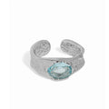 WMJB100 S925 Sterling Silver Irregular Texture Ring with Oval Cubic Zircon Stone Wedding Ring Jewelry