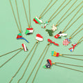 Factory World Countries Map Flag Charm Chain Necklace Stainless Steel Silver 18K Gold Plated National Flag Pendant Necklace