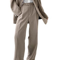 Casual Solid Breathable Plain Dyed 100% Polyester Spring Women's High Waist Boot Cut Well Tailored Pants