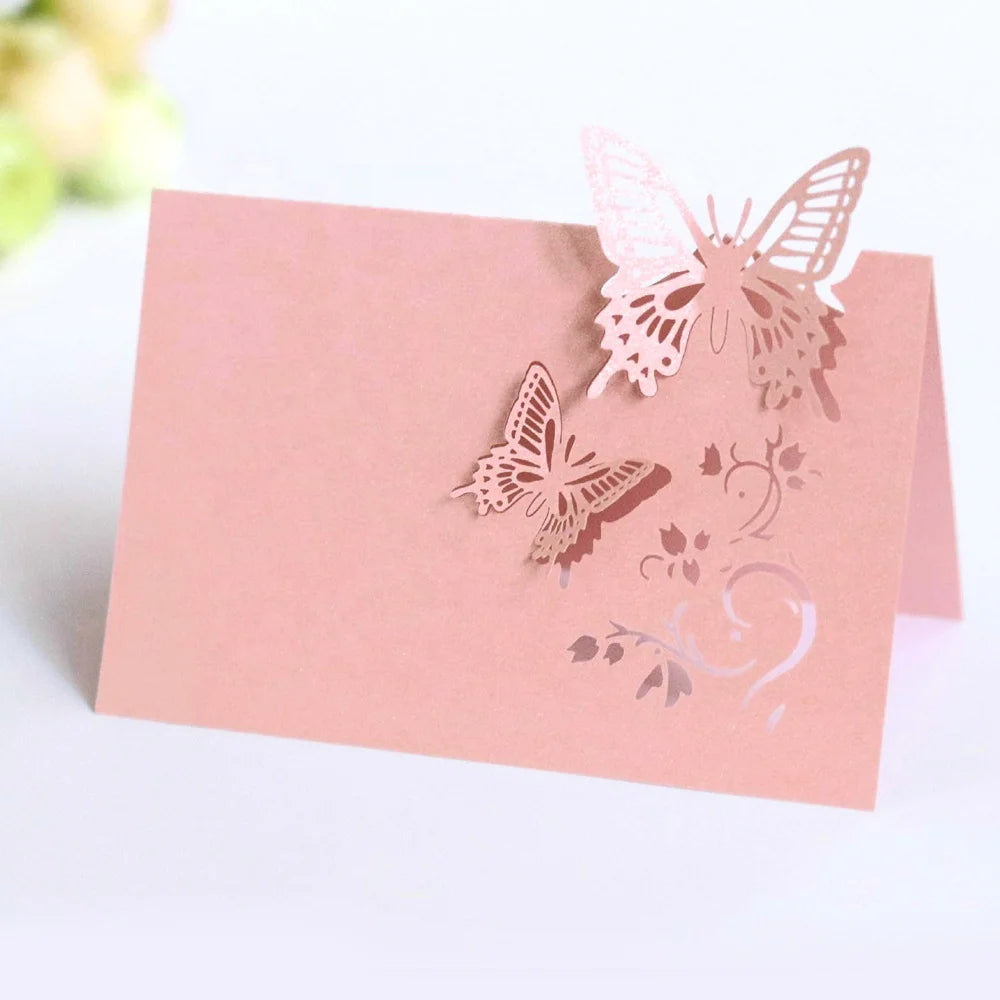 50 Pcs/Pack Butterfly Paper Place Name Seat Card Cards for Wedding Party Table Decor Supplies