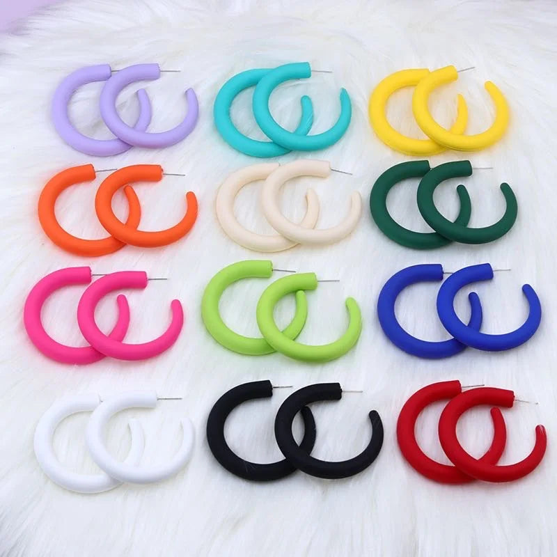 Letter Geometric Candy Colored Acrylic Plastic Hoop Earrings for Women Wedding Party Gift Jewelry