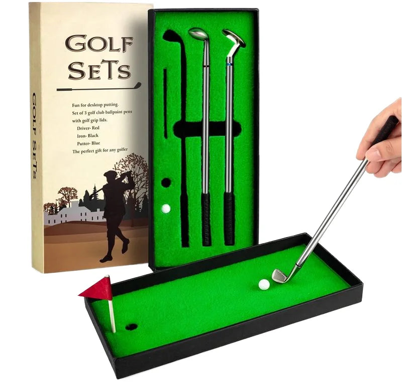 Wholesale Promotion for Original Fun Office Golf Putting Gifts Mini Metal Pen Golf Set Table Toys and Gifts