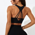 Seamless Women Custom Yoga Sports Bra Cross Back Solid Workout Push up Sweat-Wicking Running Fitness Training Padded Bra