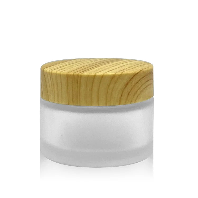 Wholesale Cream 15g-100g Empty Cosmetic Glass with Bamboo Screw Cap for Beauty Products