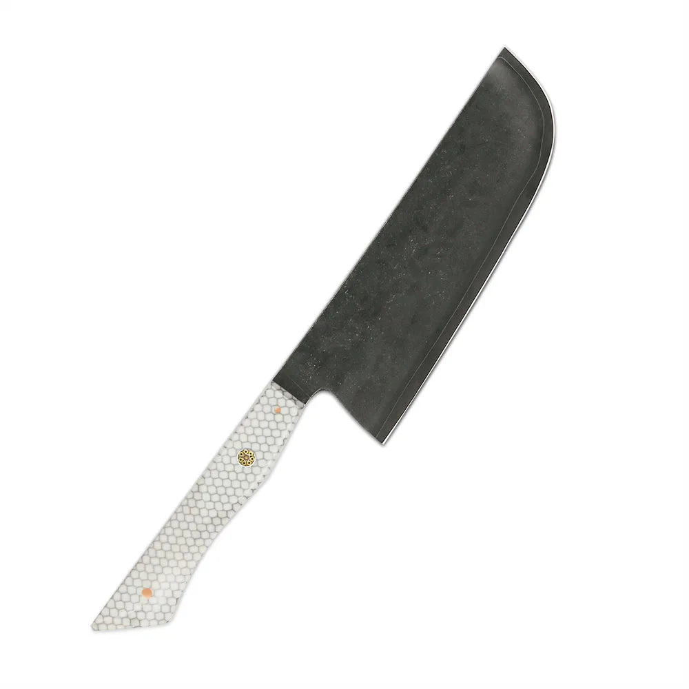 Yjamber Hot Selling 10CR15MOV 3 Layer Steel Nakiri Knife with Resin with Aluminum Mesh Handle