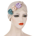 New Three Little Flowers Indian Hat Fashion Street Shoot Pleated Pullover Hat Muslim Headband