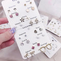 Hot Selling Korean Style Lovely Student Girls' Fashion Drop Earrings One Week Six Pairs Cut Earring Sets Cheap One Week Earring