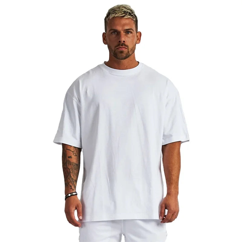 Over Sized T Shirt Men Gym Bodybuilding and Fitness Loose Casual Lifestyle Wear T-shirt Street Wear Hip-Hop T Shirt