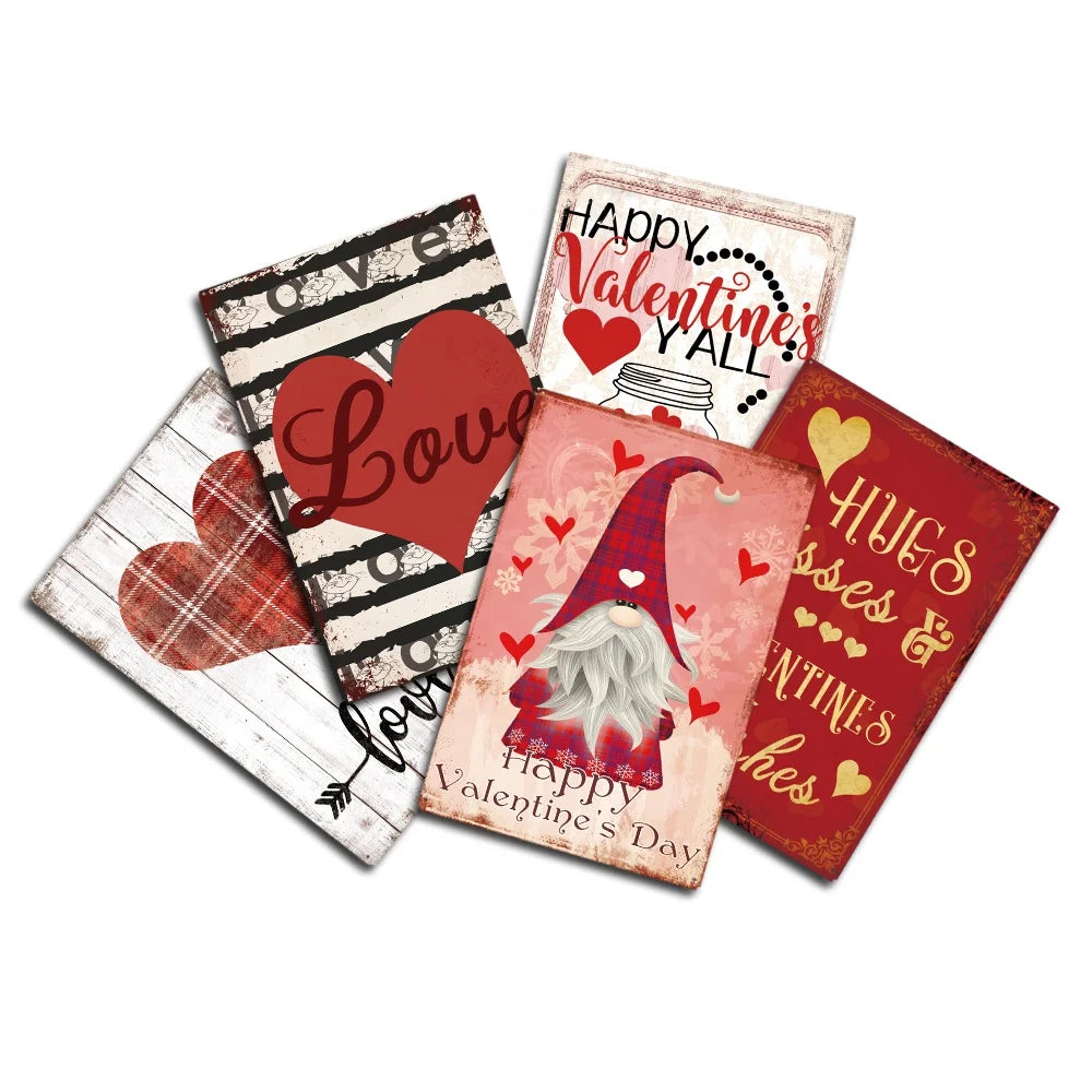 Rustic Metal Love Sign Happy Valentine's Day Metal Plate Printing Tin Sign Plaque Lovely Gift Home Decor