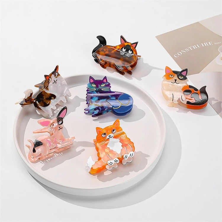 WoW Sheila Cute Cat Animal Claw Clip Medium Handmade Shark Clip Hair Accessories for Women