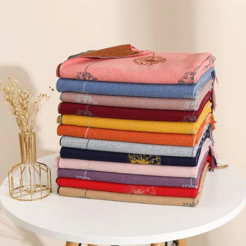 2025 New Winter Scarf Cashmere-like Shawl Women's Warm Double-Sided Thick Lady Fashion Bandana Female Scarf