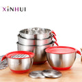 Most Popular  Kitchen Deep Silicone Metal Custom Fruit Salad Mixing Bowl Set Stainless Steel Bowl with Lids