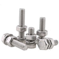 304 Stainless Steel Hex Bolt Screw Nut Set M3 M4 M5 M6 M8 M10 Extended Screw Flat Pad Spring Washer
