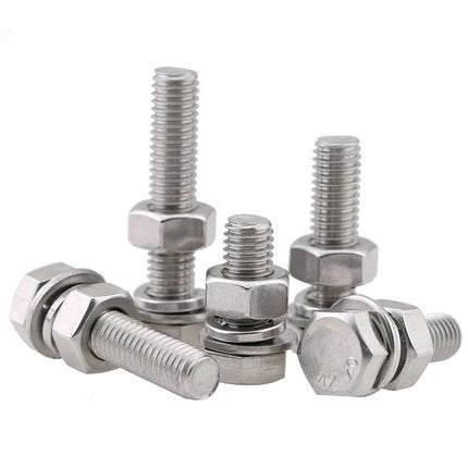 304 Stainless Steel Hex Bolt Screw Nut Set M3 M4 M5 M6 M8 M10 Extended Screw Flat Pad Spring Washer