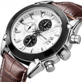 Top Reloj Watch MEGIR 2020 Luxury Men's Business Gift Watches Chronograph Quartz Clock Waterproof Leather Men Wristwatches