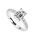 Precious Gemstone Jewelry Factory 18K Lab Diamond  Emerald Cut 1 Carat with Side Pave Ring for Women