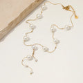 Clioro Elegant Y-Shape Necklace with Imitation Pearl Beads New Trendy Gold Plated Stainless Steel Jewelry Classic Style