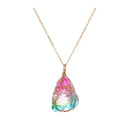 Rainbow Natural Stone Winding Crystal Pendant Transparent Multicolor Link Chain Stone Necklace