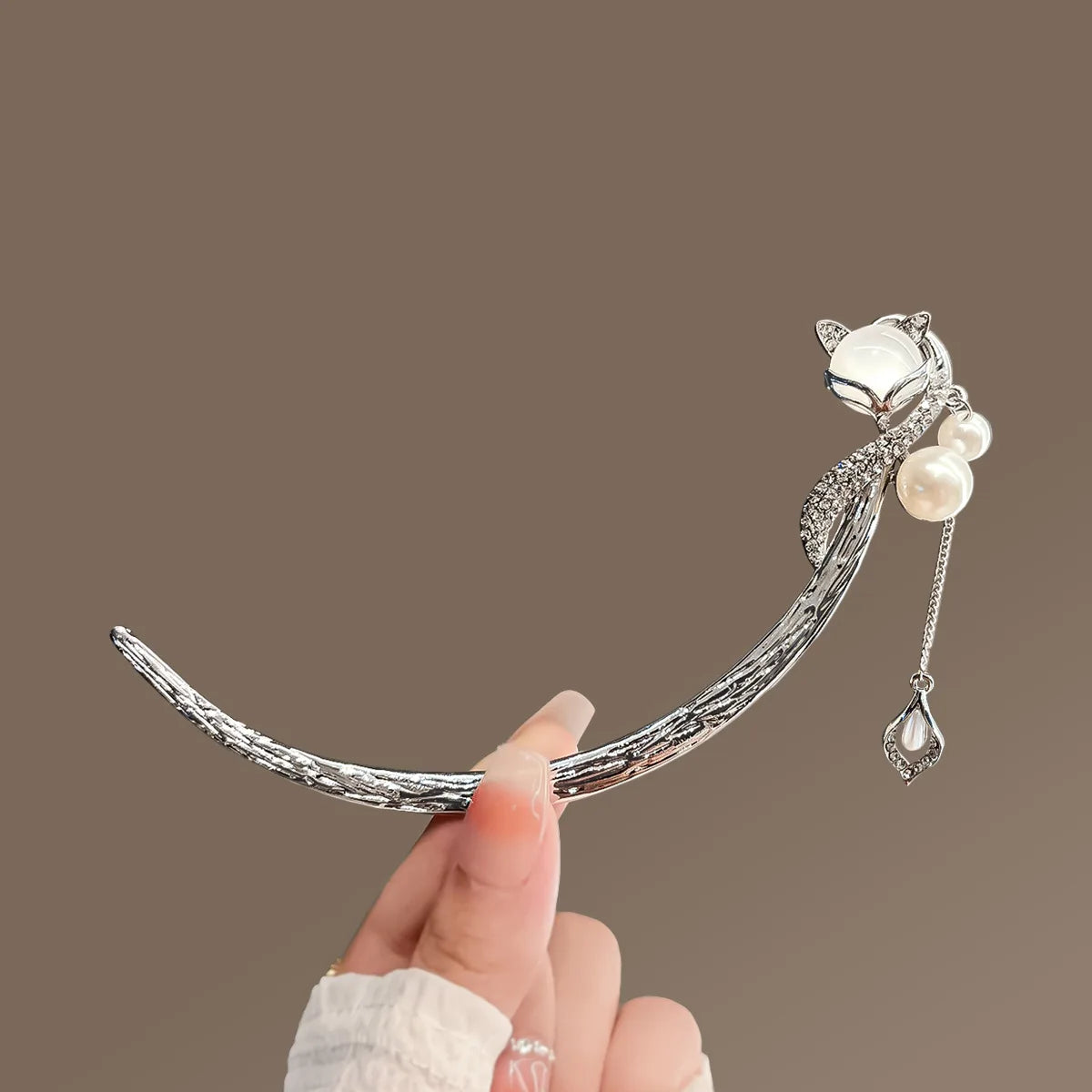 Meniscus Design Hair Stick Tulip Tassel Hairpin Moon Shape Fox Chopsticks Girls Hair Bun Forks Vintage Hanfu Hair Jewelry