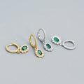 BASQUESUN Factory New Light Luxury S925 Silver Inlaid Geometric Emerald Zircon Personalized and Versatile Ins Style Earrings