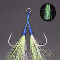 Jigging Pro 1/0 2/0 3/0 4/0 5/0 Sea Double Assist Jigging Hook With Glow Flash and Solid Ring Hooks Fishing Hooks