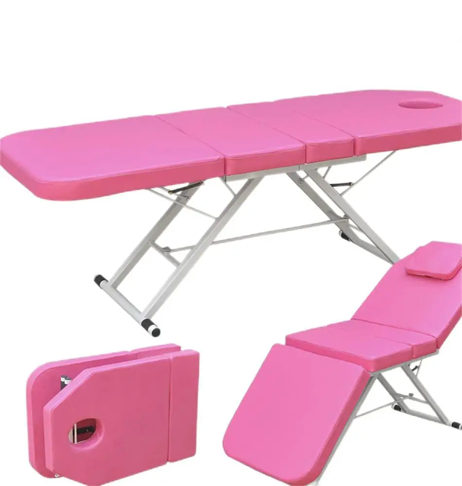 SW Beauty Bed Set Pink PU Leather Massage Table Beauty Bed Set Metal Frame 24 Density Foam 300kg Load Capacity
