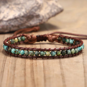 4mm Faced African Turquoise Bracelet for Women's Fashion Jewelry Bohemian Dainty Gemstone Bracelet for Women Girls Wholesale