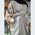 Middle East Dubai Islamic Clothing Custom Taupe Beige Two Toned Frayed Open Abaya Linen Polyester