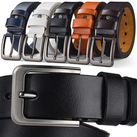 Jeans Pin Buckle Custom Logo Mens Luxury Pure Leather Belts for Men