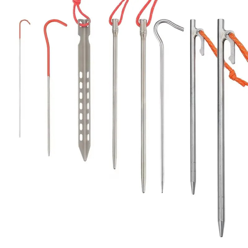 IRONDONKEY 18cm Tent Pegs and Mallets Outdoor Flat U-bend Tent Pile Ground Nail Steel Tent Pegs Camping Accessories