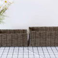 Set of 2 Customized Size Handwoven Synthetic Rattan Storage Baskets Woven Storage Organizer