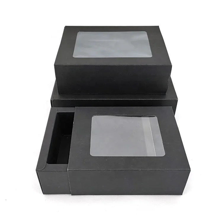 Custom Cheap Printing Drawer Paper Box with Clear PVC Window False Eyelash Hair Wig Cardboard Packaging Box