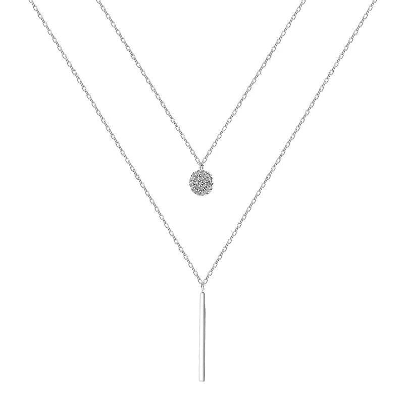 Silver Necklace 925 Sterling Wholesale Elegant Double Layer Choker Necklace 2021 Fashion Not Fade Necklace for Women