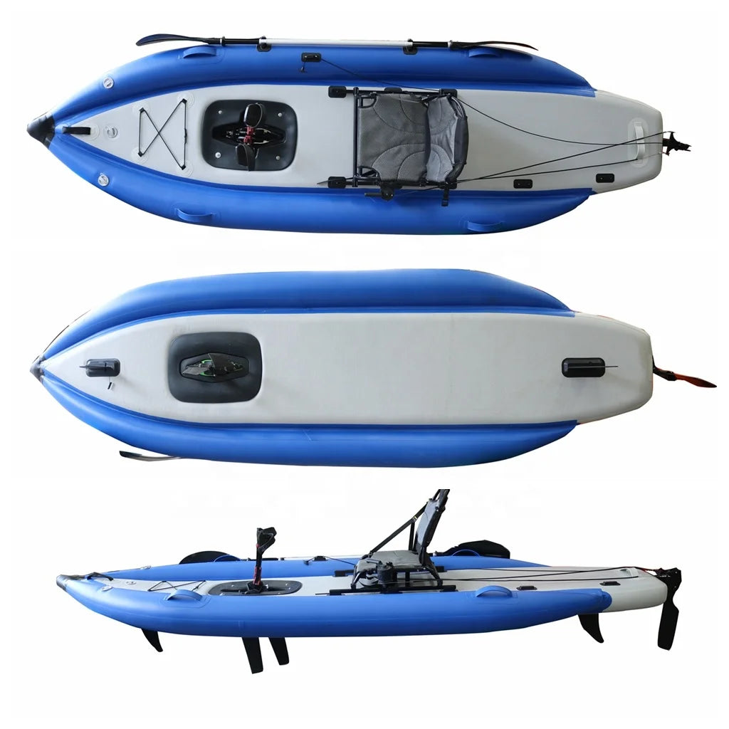 Vicking 2024 Design 12 FT Single Person Pedal Inflatable Fishing Kayak PVC Material 4M Length PC Hull Material Lake Usage Sale