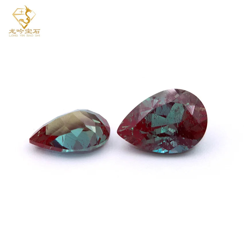 GRC Certified Color Change Alexander Loose Gemstones Pear Cut Lab Grown Alexander for Fine Jewelry