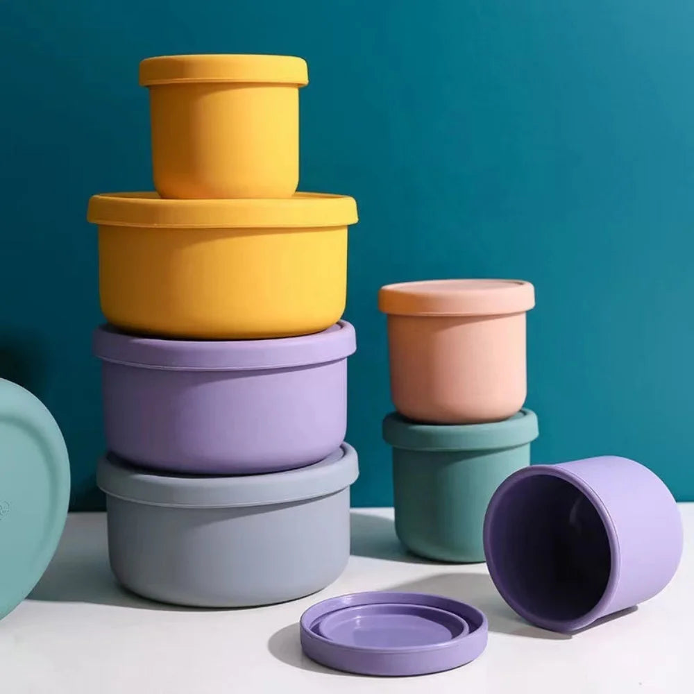 Am Azon Hot Selling Portable Leak Proof Outdoor Lunch Box Food Grade Silicone Bento Lunch Box Food Storage Container With Lids