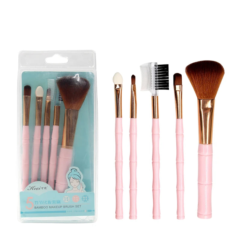 S.belle Custom Logo Makeup Brush Set Travel-friendly 5-Piece Synthetic Brushes Cute Blue Pink Handles Personalized Wholesale