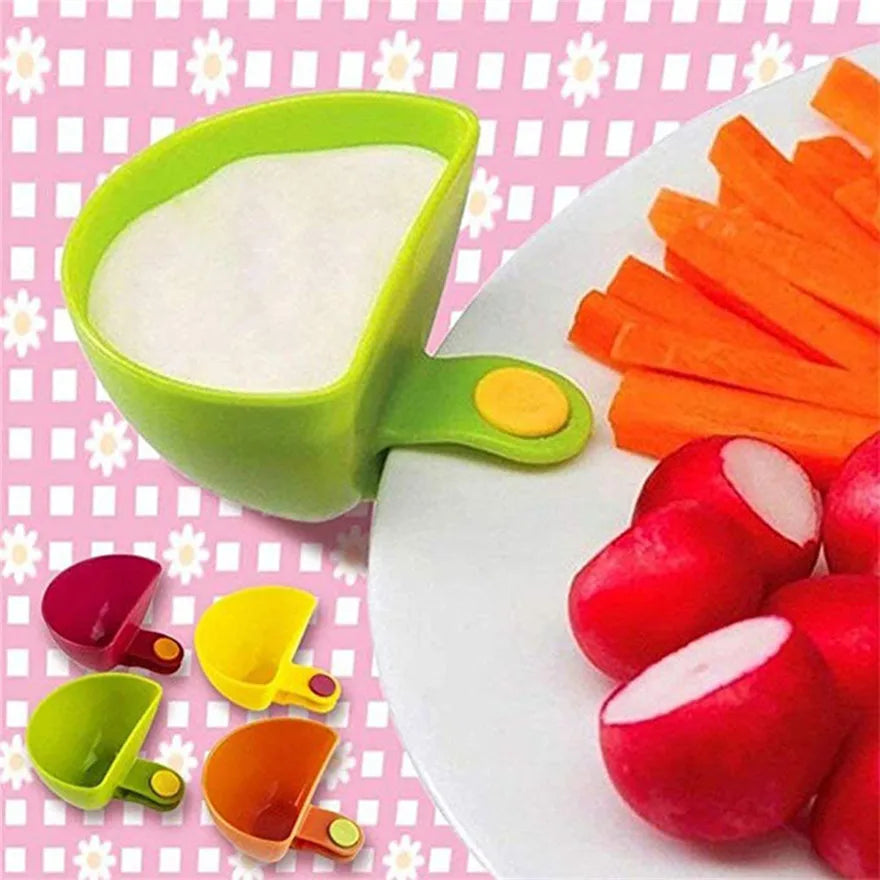 HelloWorld 1PCS Assorted Seasoning Sugar Salad Tomato Paste Sauce Dishes Kitchen Clip Bowl Dip  Small Clip Seasoning Dish #1205 A1#