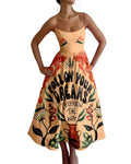KY Women's Elegant Summer Casual Dresses All-Over-Print Classy Midi Digital Printing Woven Waistline Natural Washable