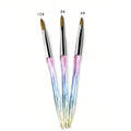 Customized 3D Acrylic Nail Art Brush with Transparent Acrylic Handle Crimped Pure Kolinsky Acrylic Nail Pinceles Size #2-#14