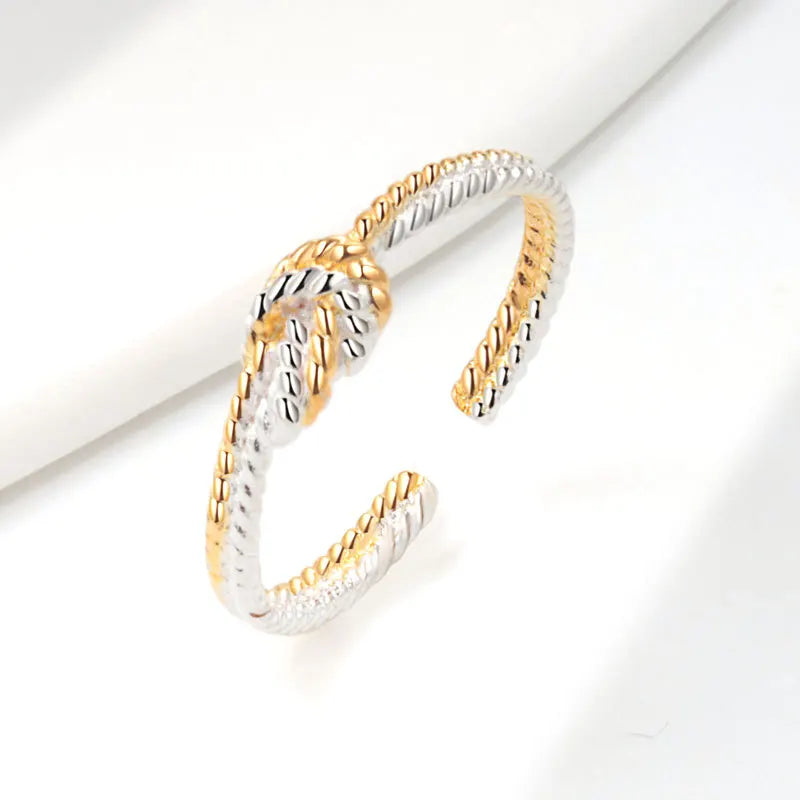 Wholesale Fashion Copper Alloy love Knot Charm Resizable Finger Ring for Women Supplier