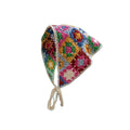 Q&Y High Quality New Style Bohemian Colorful Floral Hair Scarf Crocheted Knitted Granny Square Pretty Floral Scarves Turban Boho